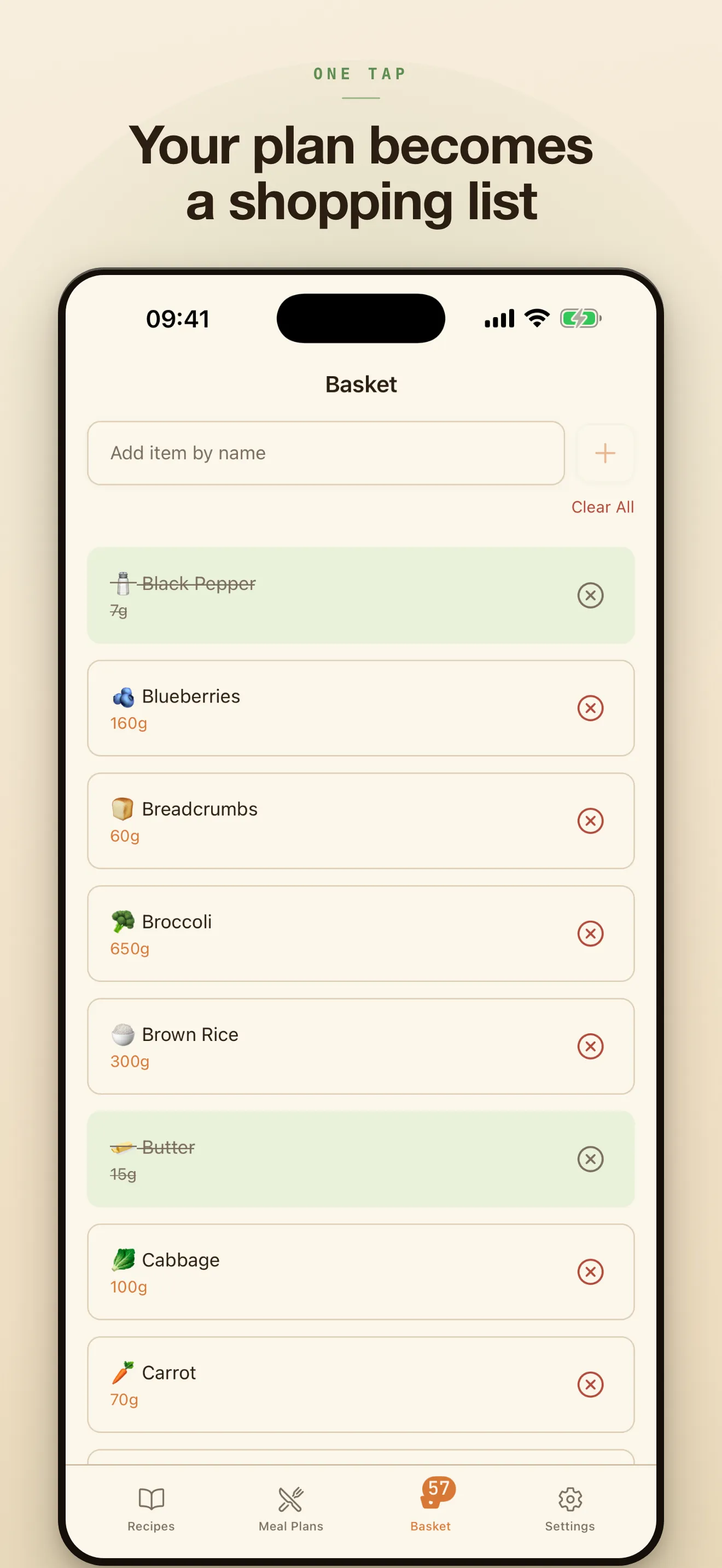 Your plan becomes a shopping list