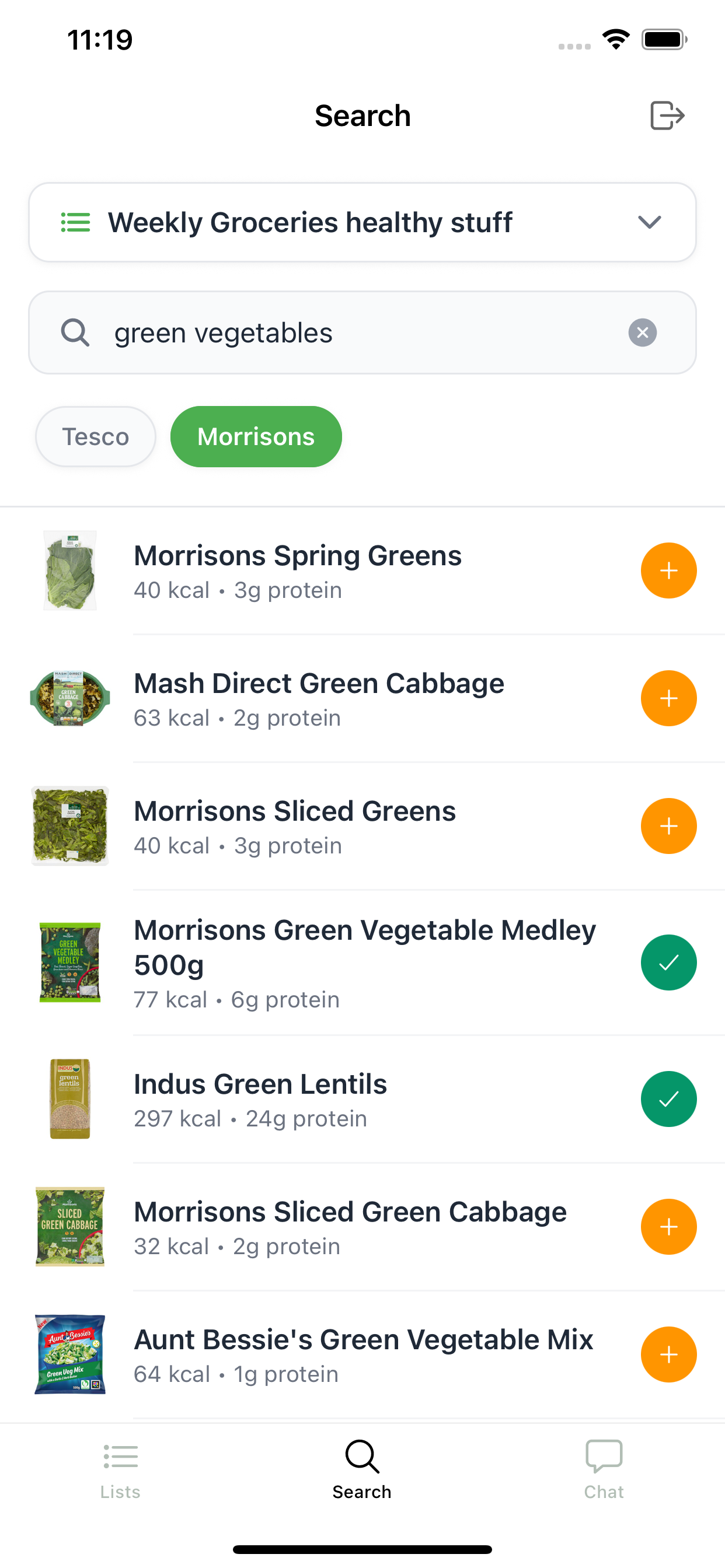 Advanced Search for grocery items with supermarket filtering